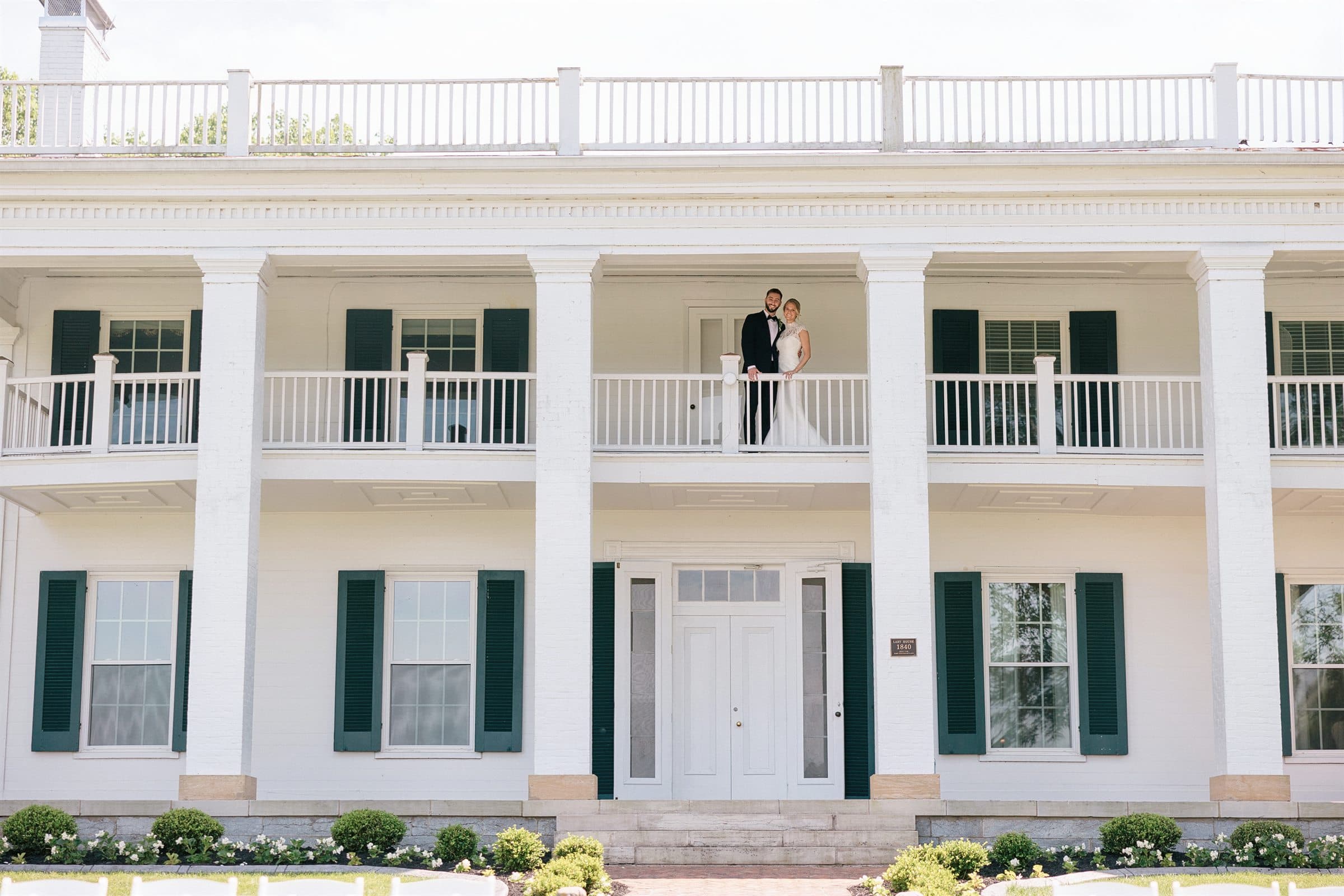 Newlyweds on the manor's upper gallery