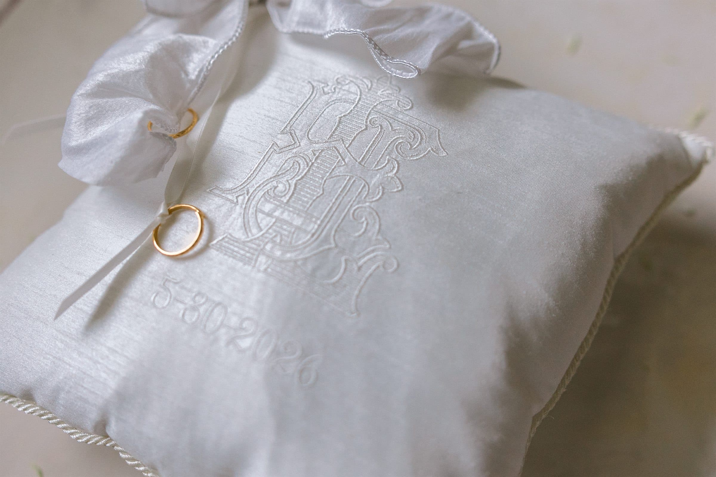 A monogrammed ring pillow